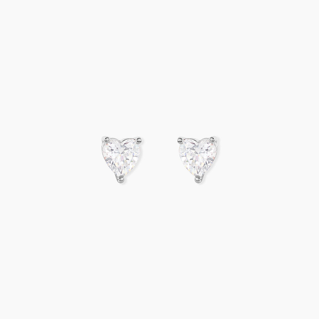 Boucles D'oreilles Puces Breana Argent Blanc Oxyde De Zirconium - Boucles d'oreilles fantaisie Femme | Histoire d&rsquo;Or