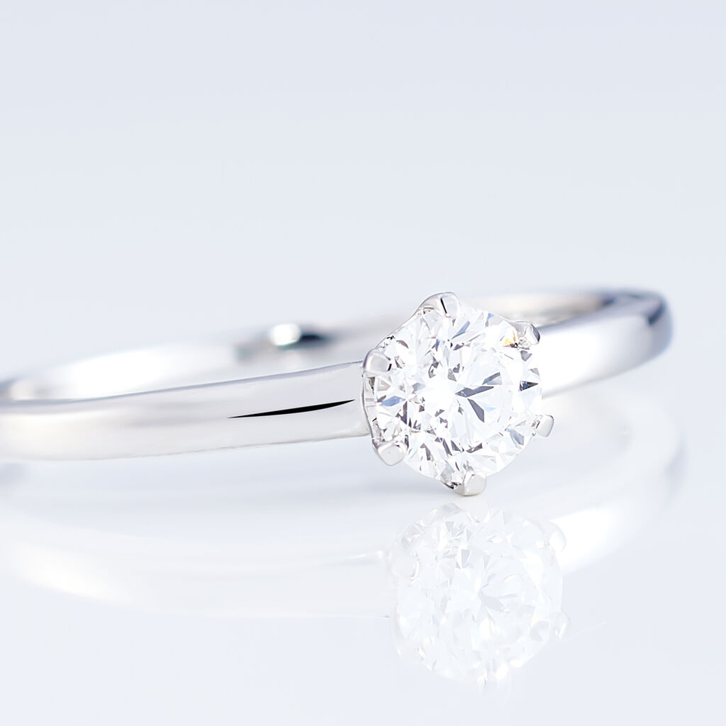 Bague Solitaire Natalia Or Blanc Diamant Synthetique - Bagues solitaires Femme | Histoire d&rsquo;Or