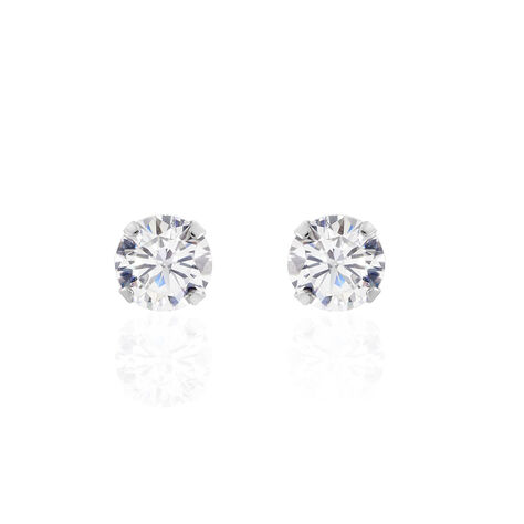 Boucles D'oreilles Puces Philia Argent Blanc Oxyde De Zirconium - Boucles d'oreilles fantaisie Femme | Histoire d’Or