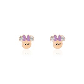 Boucles D'oreilles Puces Disney Acier Doré Rose Cristaux - Boucles d'oreilles fantaisie Femme | Histoire d’Or