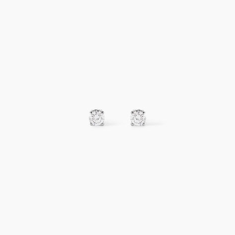 Boucles D'oreilles Puces Or Blanc Victoria Diamants - Clous d'oreilles Femme | Histoire d&rsquo;Or