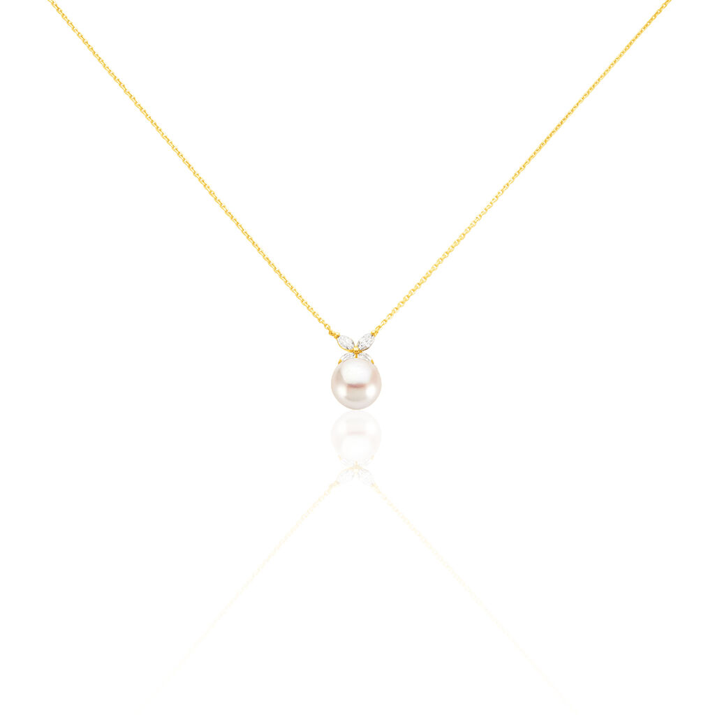 Collier Norah Or Jaune Perle De Culture Et Oxyde De Zirconium