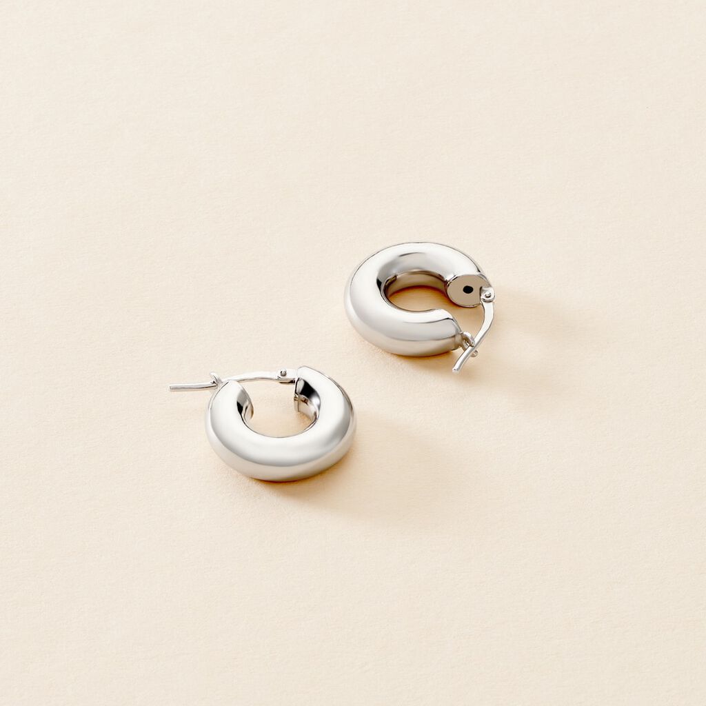 Créoles Piana Argent Blanc - Boucles d'oreilles créoles Femme | Histoire d’Or