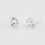 Boucles D'oreilles Puces Hildana Or Blanc Oxyde De Zirconium - Clous d'oreilles Femme | Histoire d&rsquo;Or