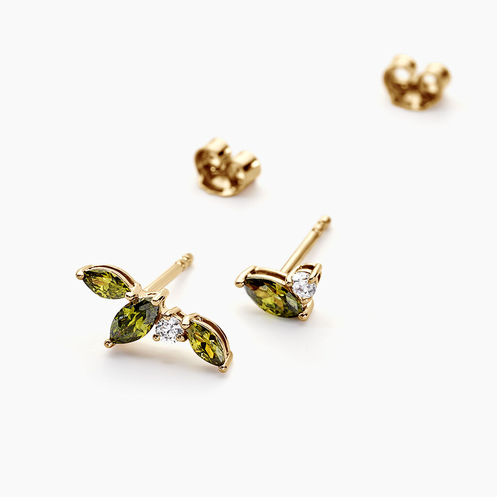 Boucles D'oreilles Puces Paulia Plaqué Or Jaune Oxyde De Zirconium - Boucles d'oreilles fantaisie Femme | Histoire d’Or