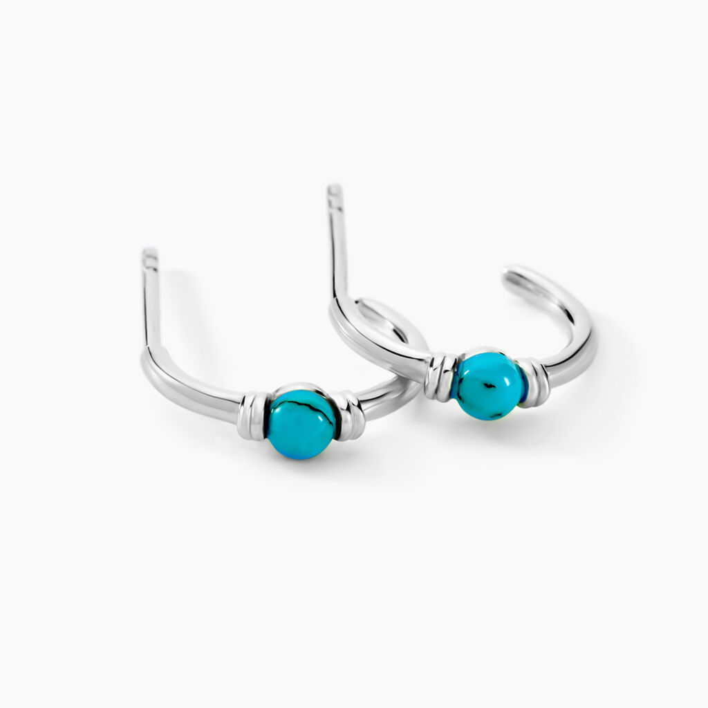 Créoles Ocean Argent Blanc Turquoise - Boucles d'oreilles créoles Femme | Histoire d’Or