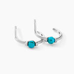Cr&eacute;oles Ocean Argent Blanc Turquoise - Boucles d'oreilles cr&eacute;oles Femme | Histoire d&rsquo;Or