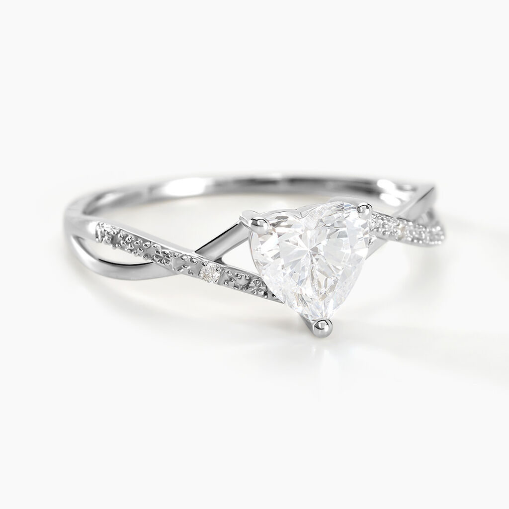 Bague petit coeur central avec oxydes de zirconium