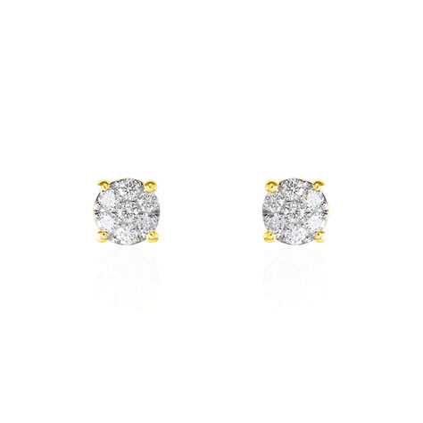 Boucles D'oreilles Puces Charlene Or Jaune Diamant Synthetique - Clous d'oreilles Femme | Histoire d’Or