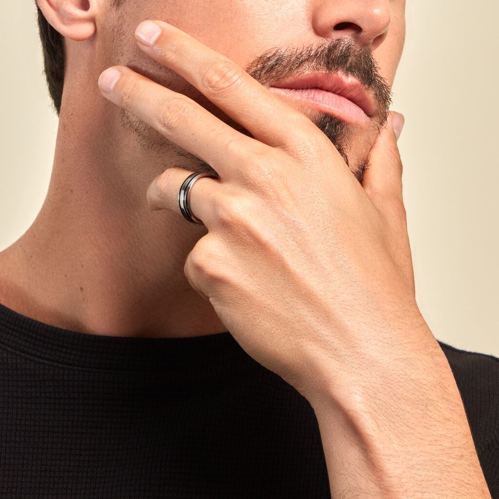 Bague Baldric Acier Blanc - Bagues fantaisie Homme | Histoire d’Or