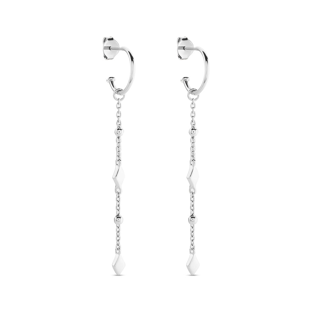 Créoles Fancy Argent Blanc - Boucles d'oreilles créoles Femme | Histoire d’Or
