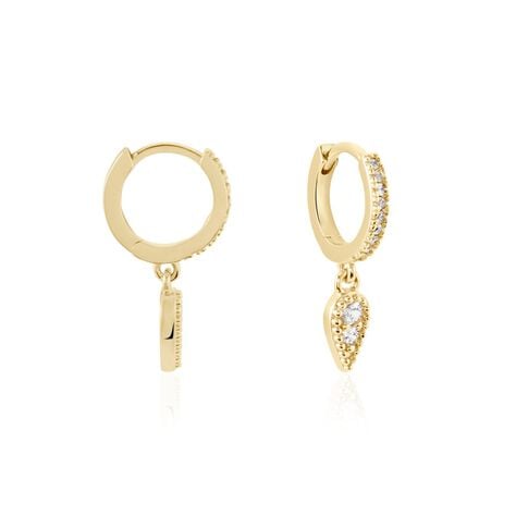 Cr&eacute;oles Lilibeth Plaqu&eacute; Or Jaune Oxyde De Zirconium Oxyde - Boucles d'oreilles cr&eacute;oles Femme | Histoire d&rsquo;Or