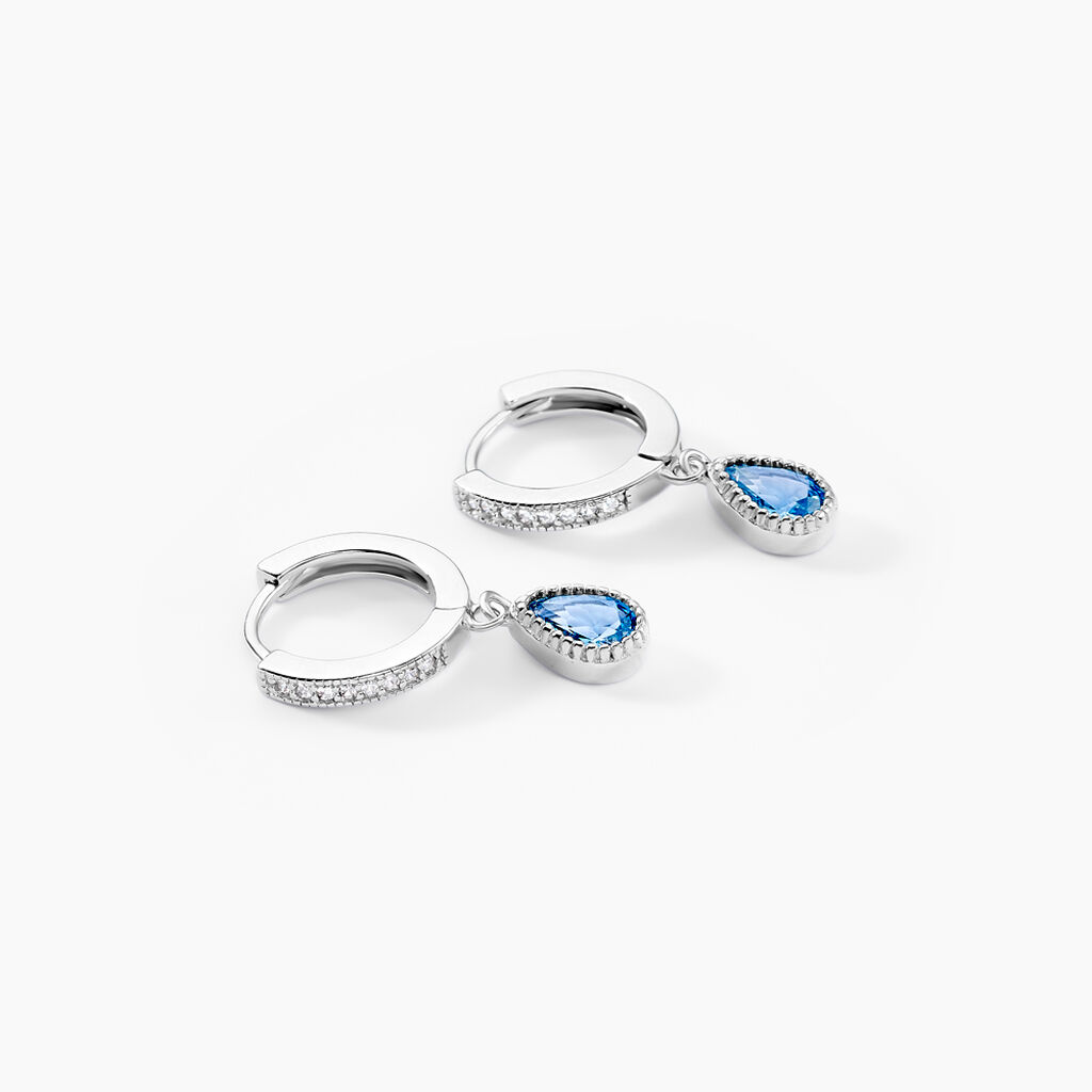 Créoles Jerusha Argent Blanc Spinelle Oxyde De Zirconium - Boucles d'oreilles créoles Femme | Histoire d’Or