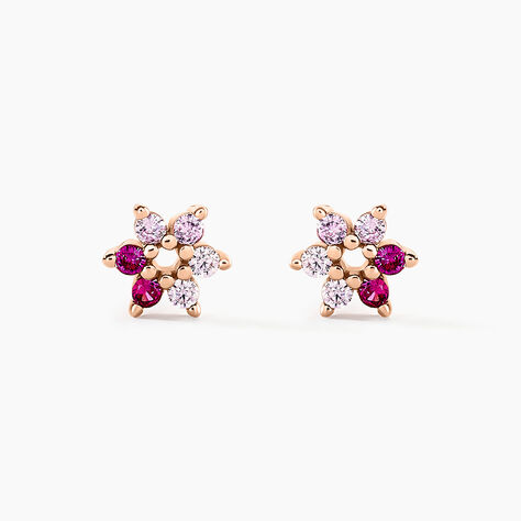 Boucles D'oreilles Puces Pavel Argent Rose Oxyde De Zirconium - Boucles d'oreilles fantaisie Femme | Histoire d&rsquo;Or