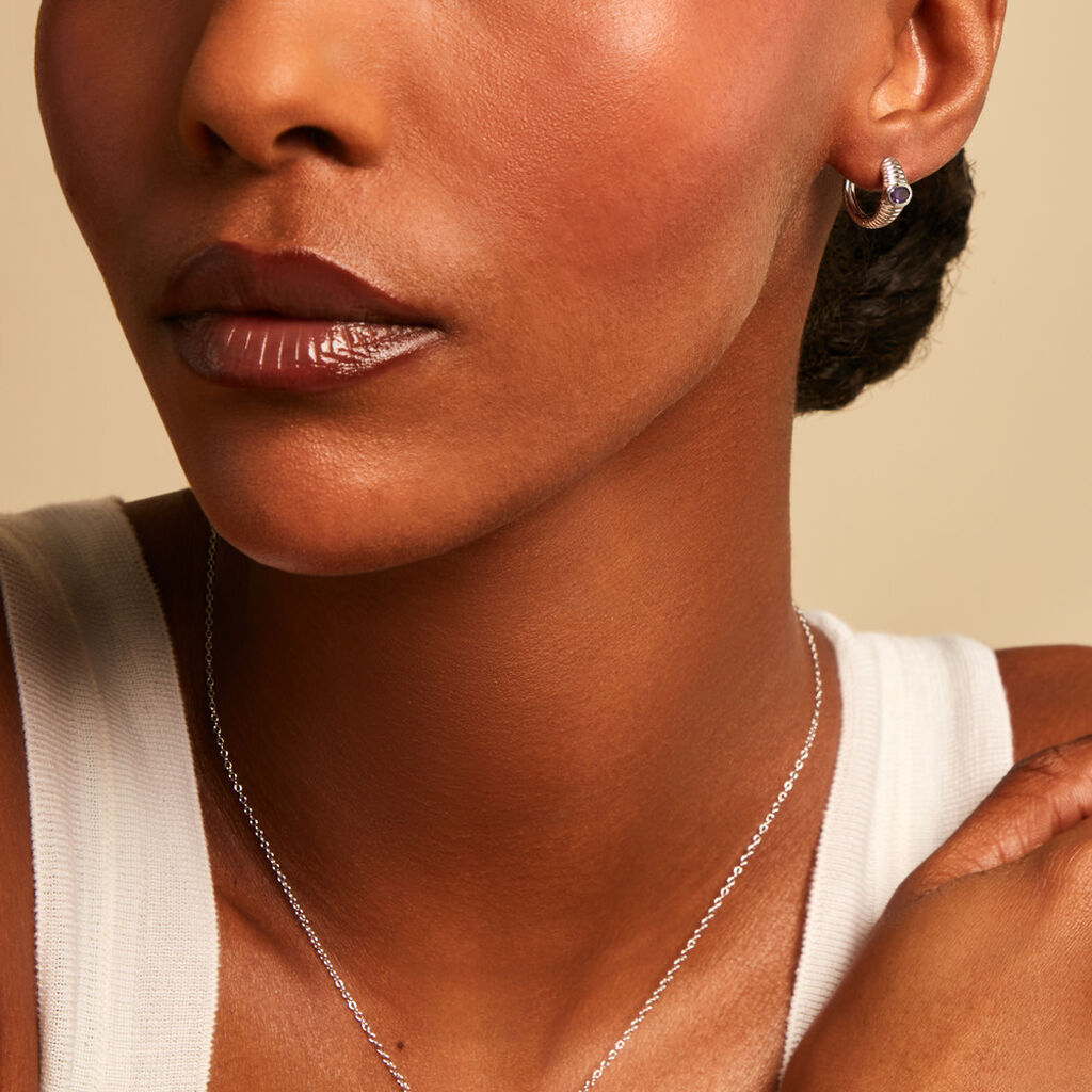 Cr&eacute;oles Elowen Argent Blanc Oxyde De Zirconium - Boucles d'oreilles cr&eacute;oles Femme | Histoire d&rsquo;Or