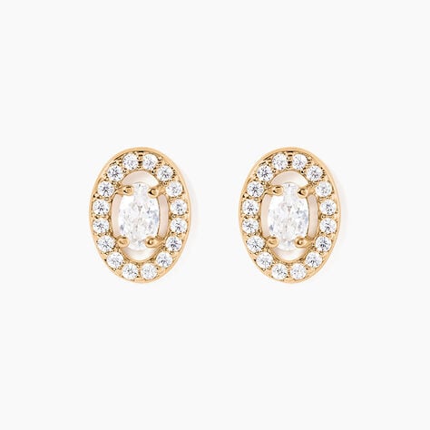 Boucles D'oreilles Puces Classical Plaqué Or Jaune Oxyde De Zirconium - Boucles d'oreilles fantaisie Femme | Histoire d’Or
