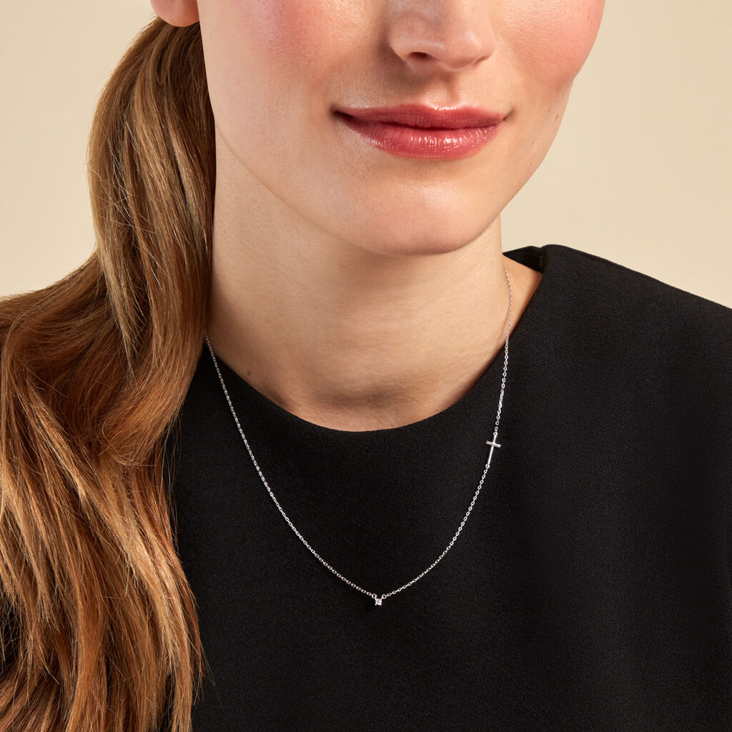 Collier Eloa Argent Blanc Oxyde De Zirconium - Colliers fantaisie Femme | Histoire d’Or