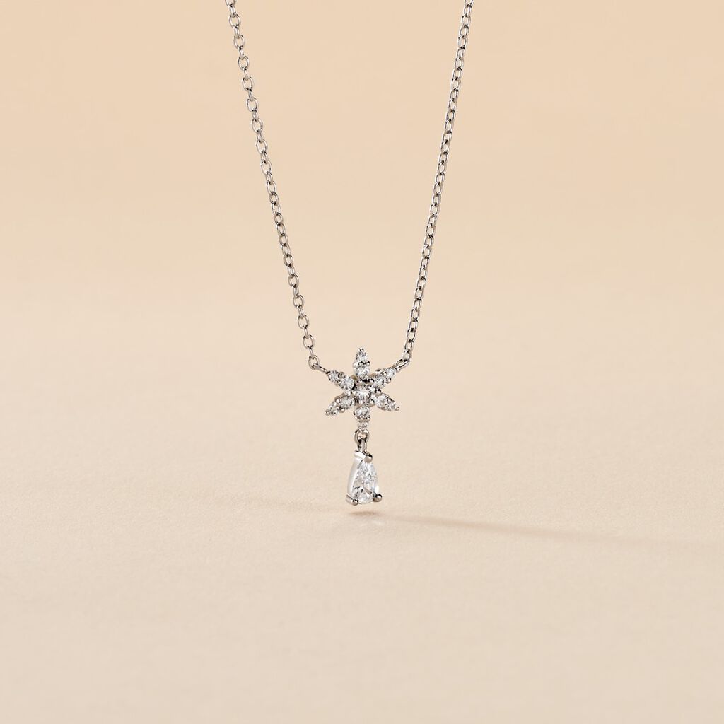 Collier Linas Argent Blanc Oxyde De Zirconium - Colliers fantaisie Femme | Histoire d&rsquo;Or