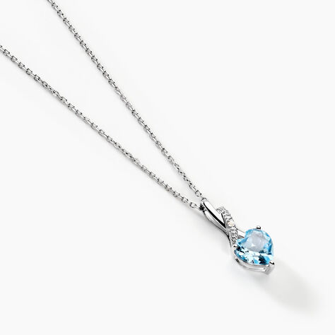Collier Clothilde Or Blanc Topaze Et Oxyde De Zirconium - Colliers Coeur Femme | Histoire d&rsquo;Or