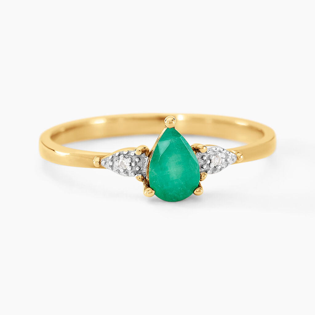 Bague Glykeria Or Jaune Emeraude Diamant - Bagues solitaires Femme | Histoire d&rsquo;Or