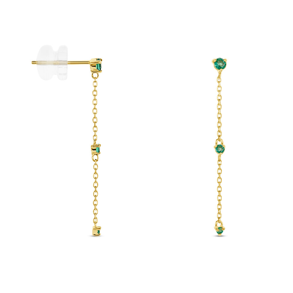 Boucles D'oreilles Pendantes Emeald Is The New Black Or Jaune Emeraude - Boucles d'oreilles pendantes Femme | Histoire d’Or