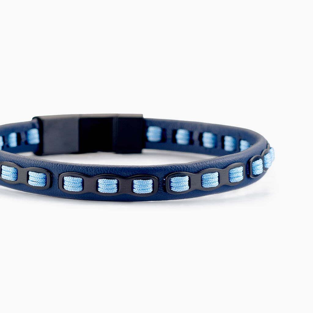 Bracelet Cuir De Vache Bleu - Bracelets cordon Homme | Histoire d&rsquo;Or