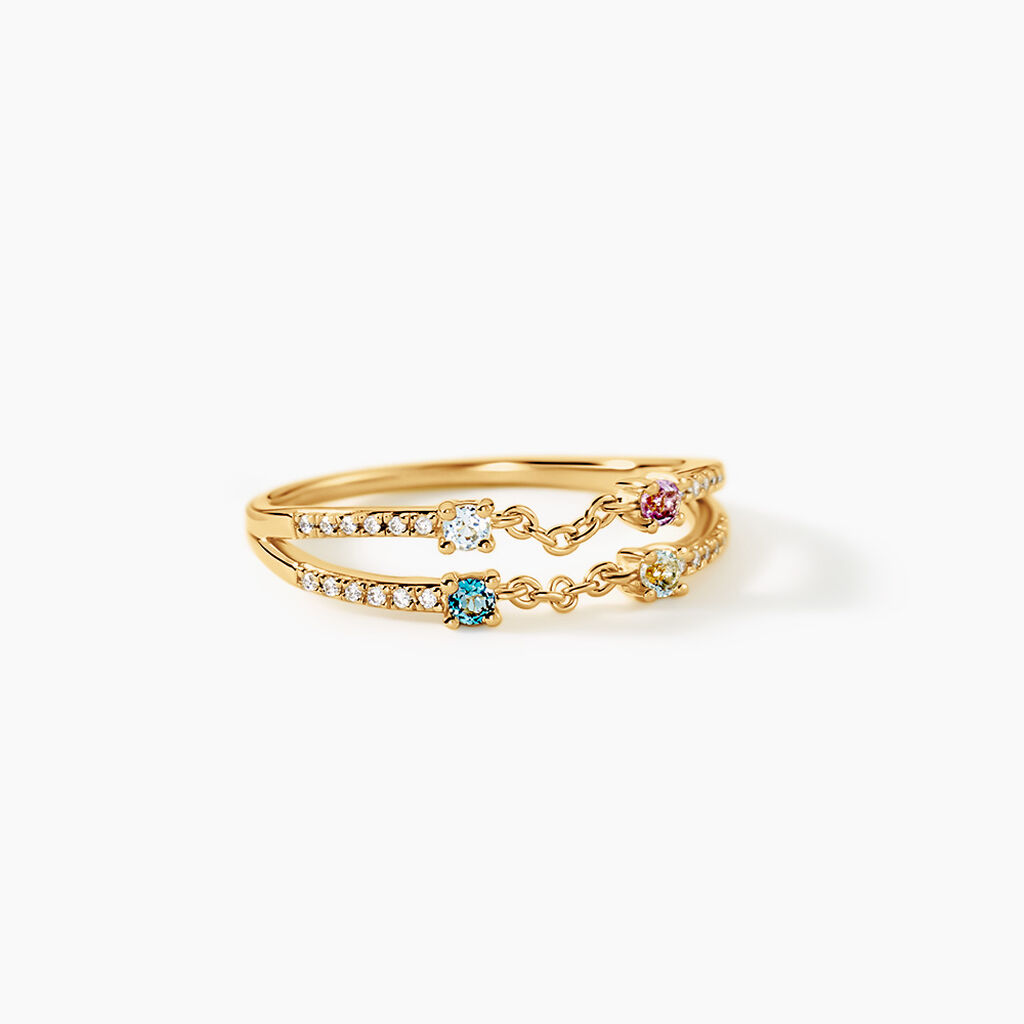 Bague Universe Argent Dor&eacute; A L'Or 750/1000 Am&eacute;thyste Topaze - Bagues pierres fines Femme | Histoire d&rsquo;Or
