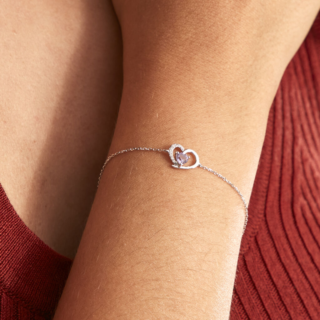 Bracelet Eliana Or Blanc Amethyste Et Oxyde De Zirconium - Bracelets Femme | Histoire d’Or