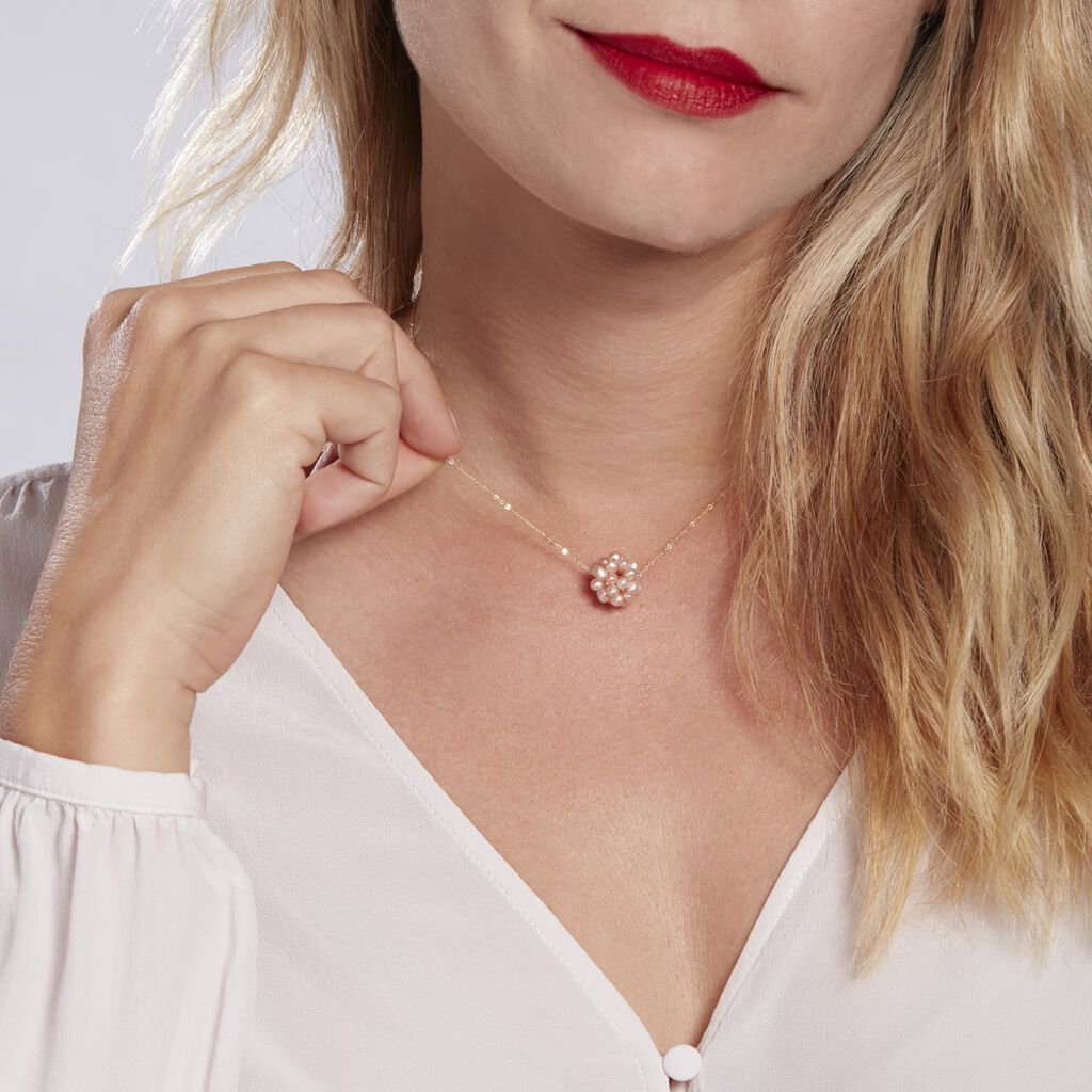 Collier Flocon Or Jaune Perles De Culture - Colliers Femme | Histoire d’Or