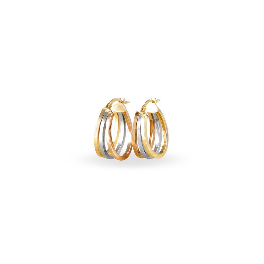 Créoles Iba Or Tricolore - Boucles d'oreilles créoles Femme | Histoire d’Or
