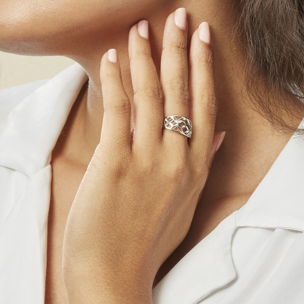 Bague Losangia Argent Blanc - Bagues fantaisie Femme | Histoire d’Or