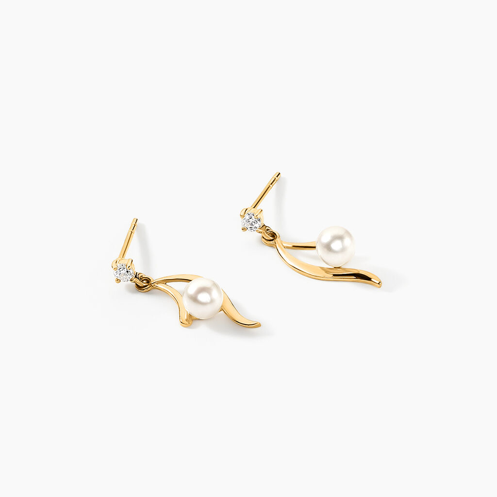 Boucles D'oreilles Pendantes Orientale Or Jaune Perle De Culture - Boucles d'oreilles pendantes Femme | Histoire d’Or