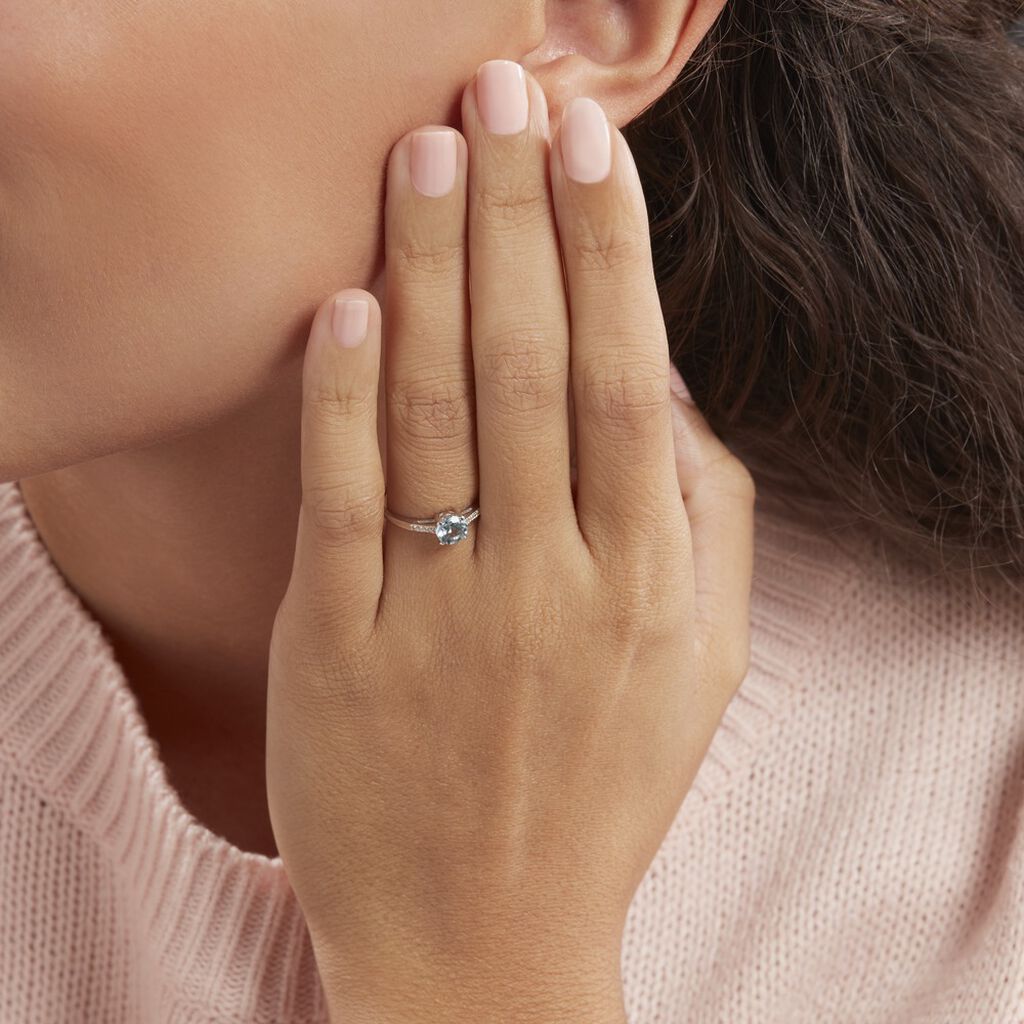 Bague Tarente Or Blanc Topaze Et Oxyde De Zirconium - Bagues avec pierre Femme | Histoire d’Or