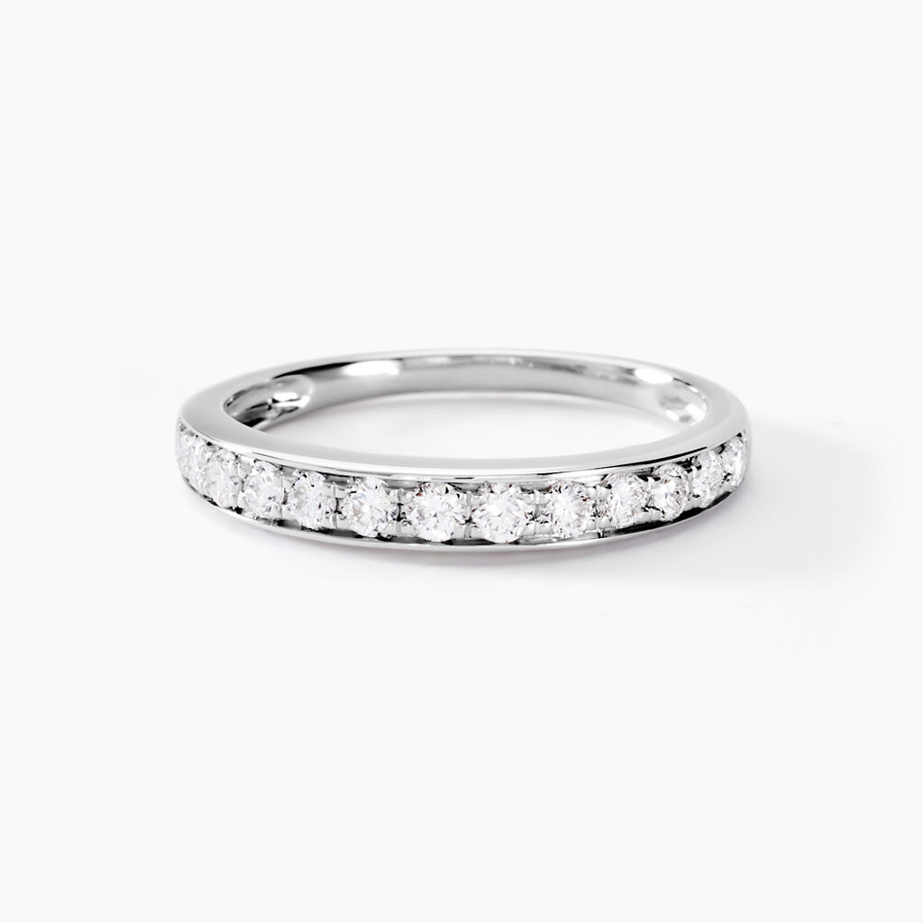 Demi-alliance Or Blanc  Valentine Diamant Synthetique - Alliances Femme | Histoire d&rsquo;Or