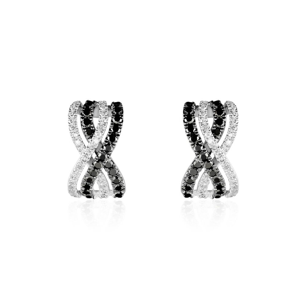 Boucles D'oreilles Puces Julianne Or Blanc Diamant - Boucles d'oreilles pierres pr&eacute;cieuses Femme | Histoire d&rsquo;Or