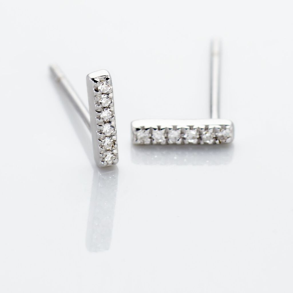 Boucles D'oreilles Puces Aprhodisia Or Blanc Diamant Blanc - Clous d'oreilles Femme | Histoire d&rsquo;Or