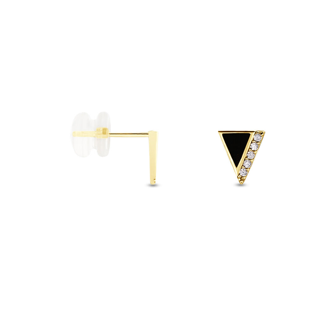 Boucles D'oreilles Puces Seymour Or Jaune Oxyde De Zirconium - Clous d'oreilles Femme | Histoire d’Or