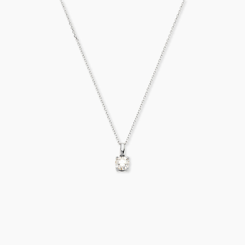 Pendentif Solitaire One Or Blanc Diamant - Pendentifs Femme | Histoire d&rsquo;Or