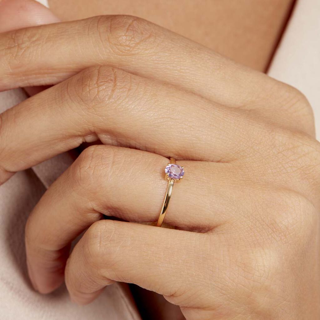 Bague Lily Or Jaune Amethyste - Bagues solitaires Femme | Histoire d’Or