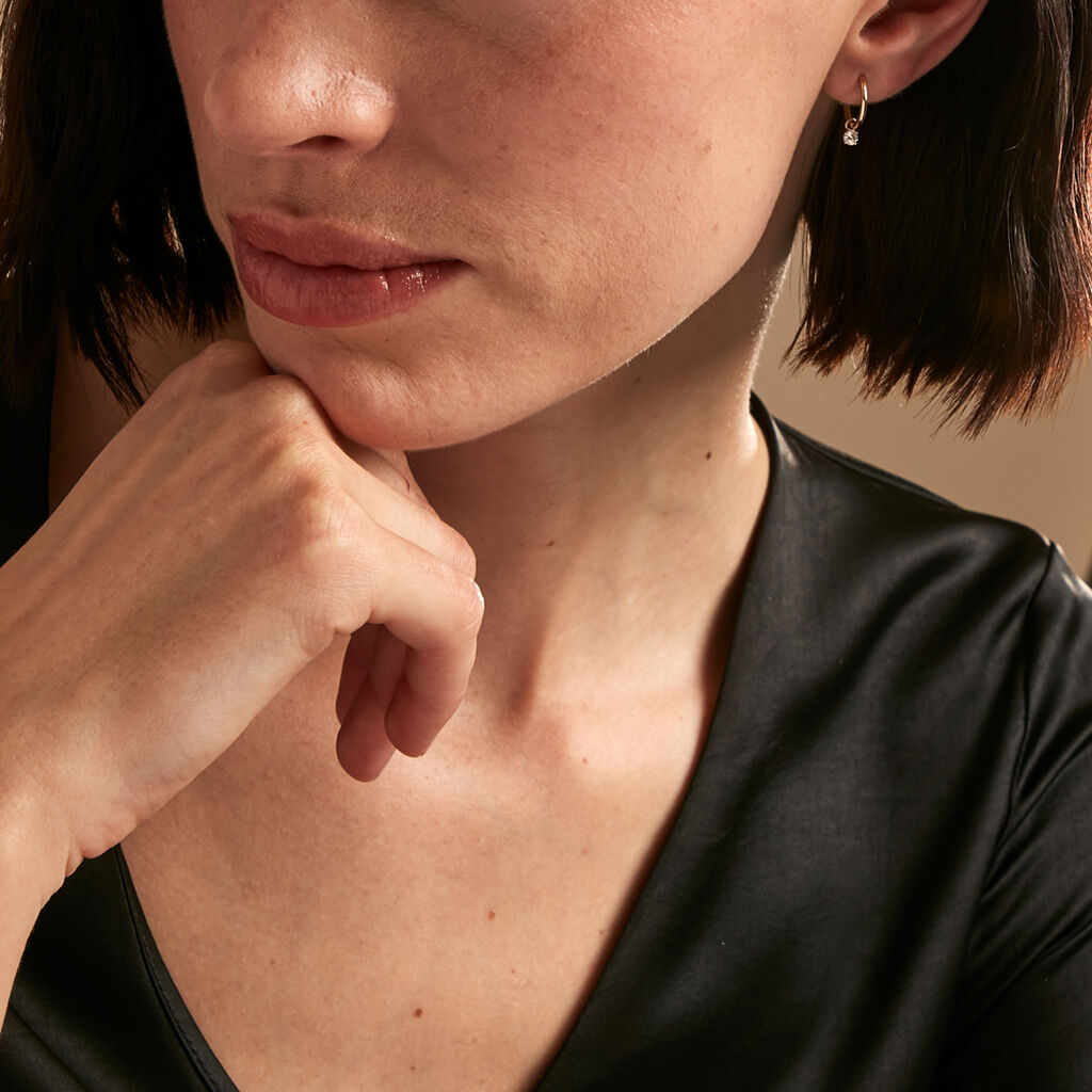 Créoles Massimo Or Jaune Oxyde De Zirconium - Boucles d'oreilles créoles Femme | Histoire d’Or
