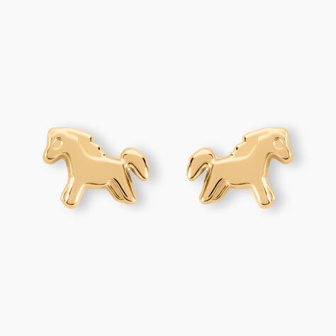 Boucles D'oreilles Puces Freyia Cheval Or Jaune - Clous d'oreilles Enfant | Histoire d’Or