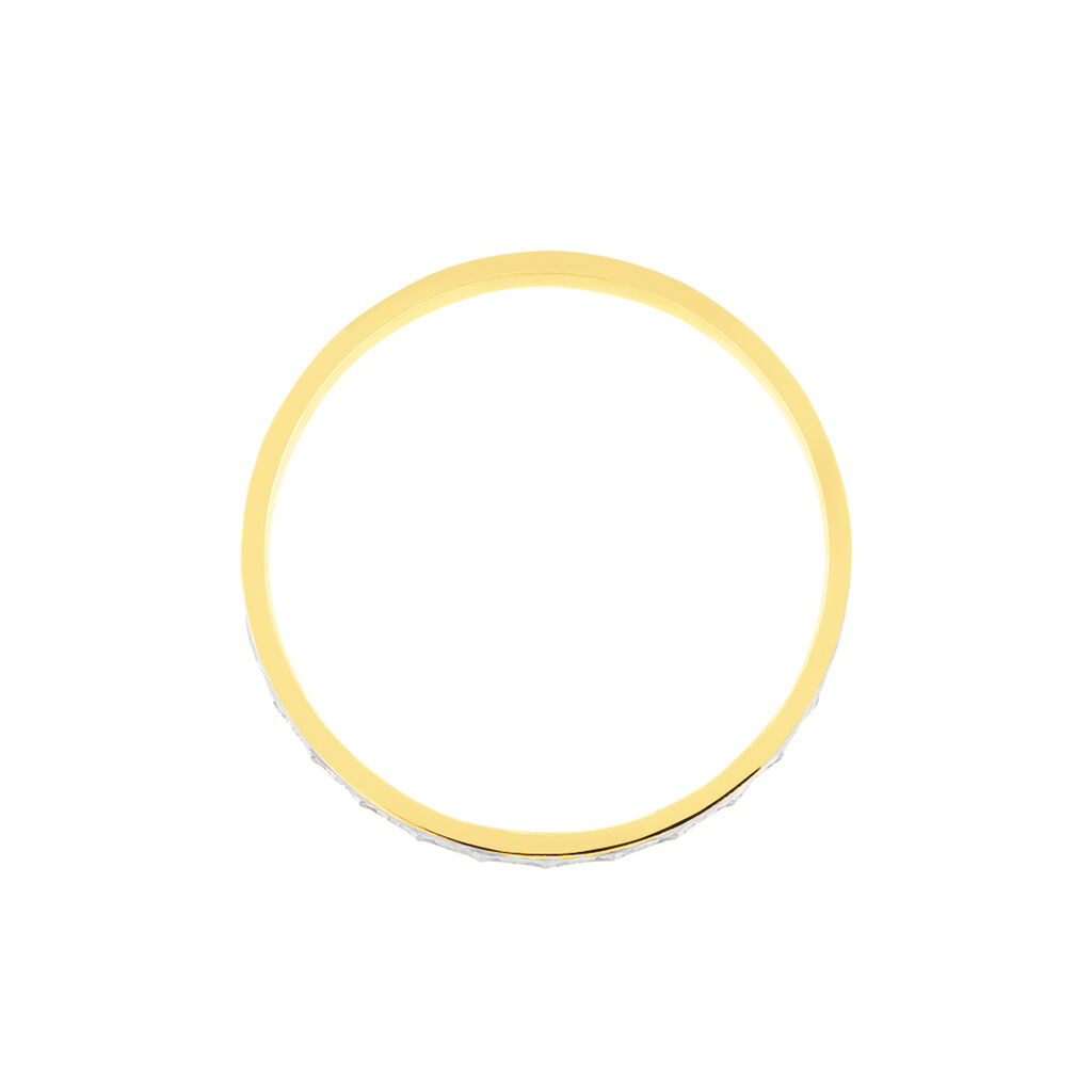 Alliance Fantaisie Diamantee Ruban Plat Or Bicolore - Alliances Femme | Histoire d’Or