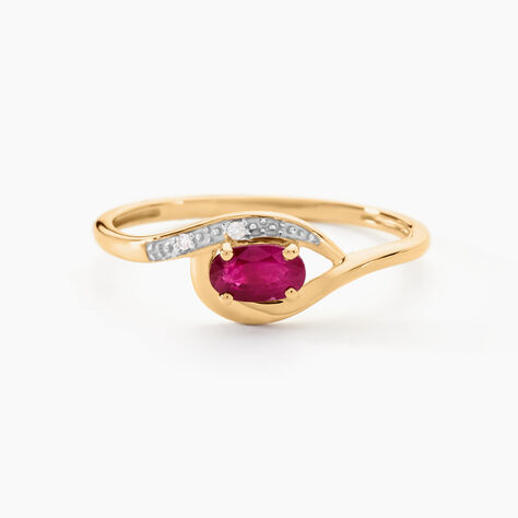 Bague Emotion Or Jaune Rubis Diamant - Bagues solitaires Femme | Histoire d&rsquo;Or