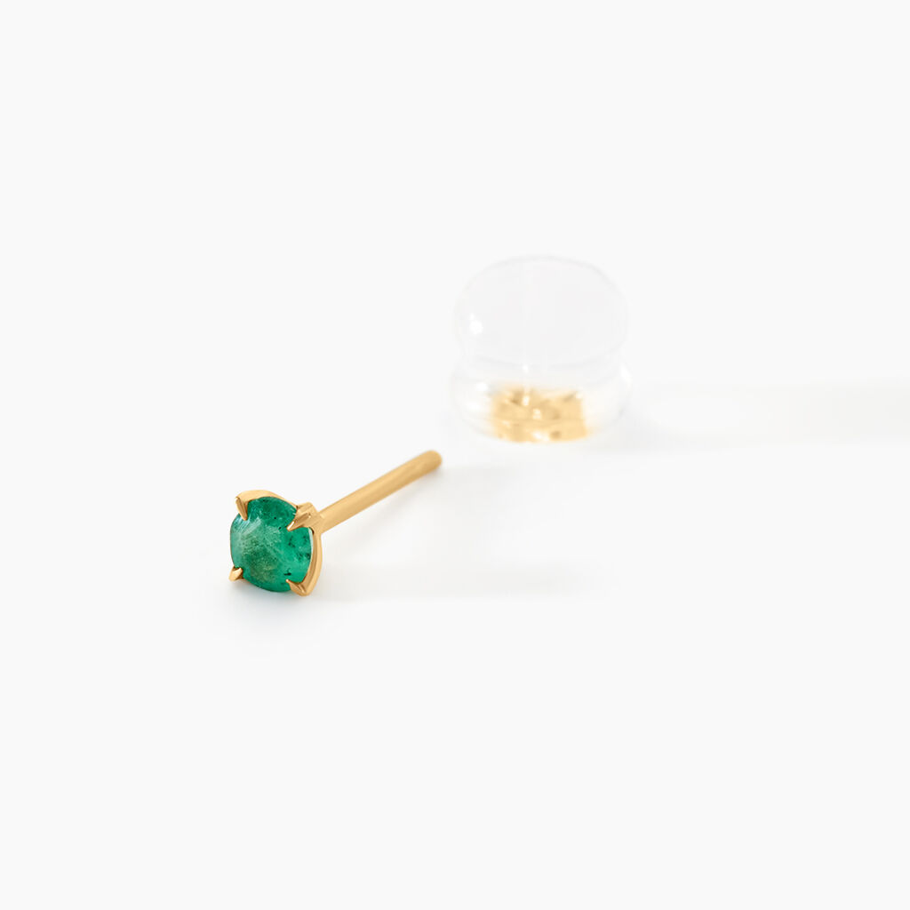 Boucles D'oreilles Puces Jardin Serti Griffe Or Jaune Emeraude - Clous d'oreilles Femme | Histoire d’Or