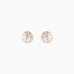 Boucles D'oreilles Puces Daria Serti Clos Or Jaune Oxyde De Zirconium - Clous d'oreilles Femme | Histoire d&rsquo;Or
