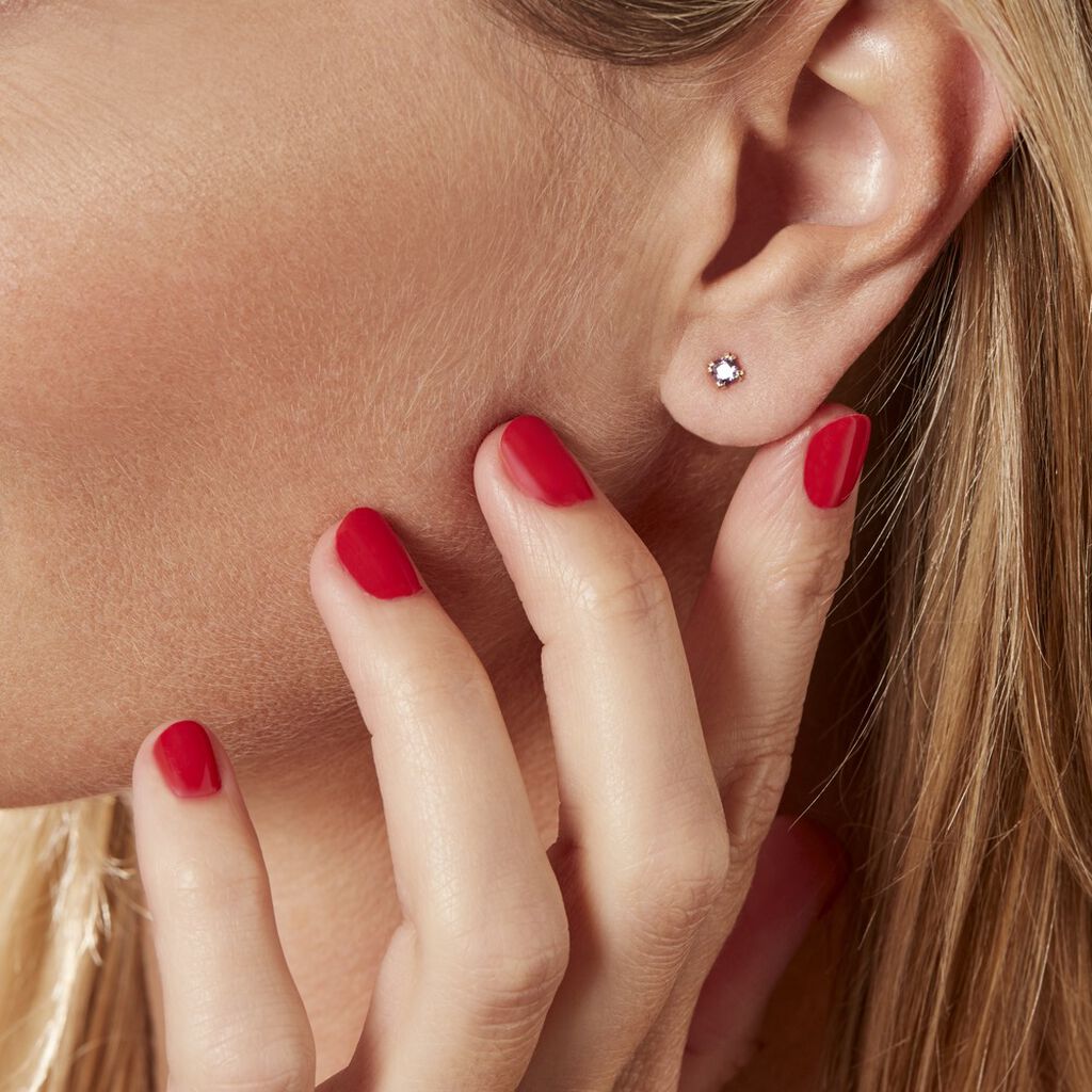 Boucles D'oreilles Puces Doreen Carre Or Jaune Oxyde De Zirconium - Clous d'oreilles Femme | Histoire d’Or