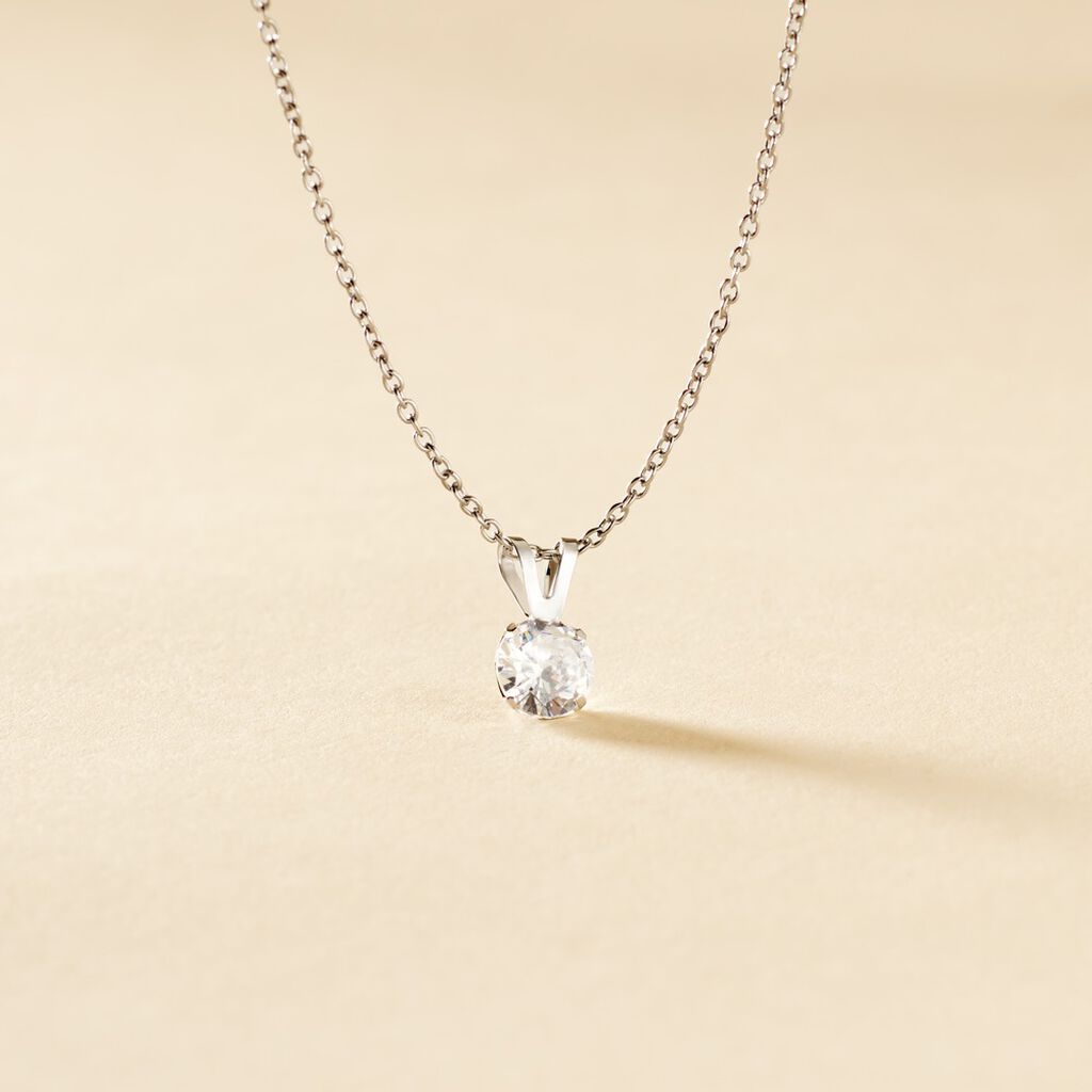 Pendentif Mabila Or Blanc Oxyde De Zirconium - Pendentifs Femme | Histoire d&rsquo;Or