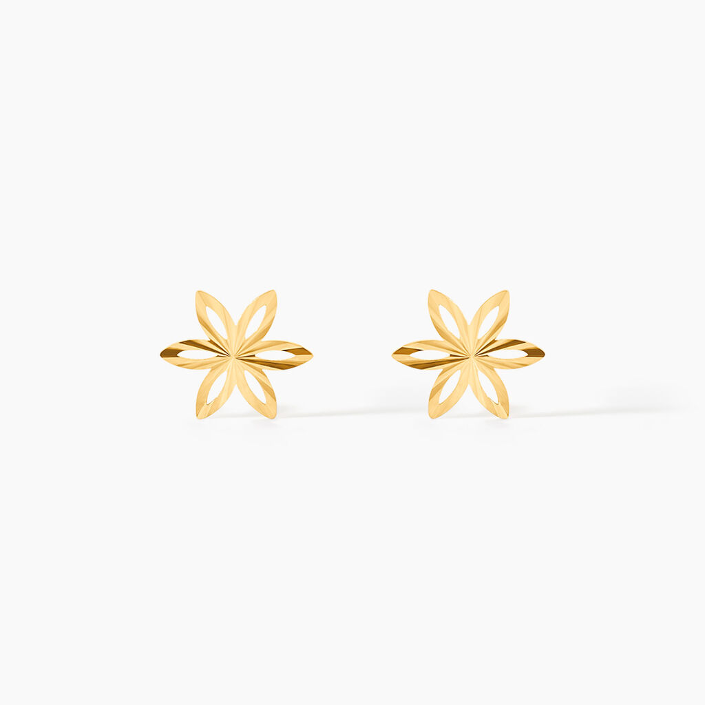 Boucles D'oreilles Puces Fadia Fleur Or Jaune - Clous d'oreilles Femme | Histoire d&rsquo;Or