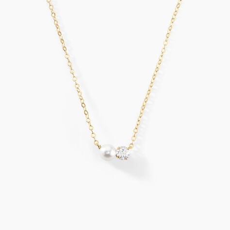 Collier Riitta Or Jaune Perle De Culture Oxyde De Zirconium - Colliers Femme | Histoire d’Or