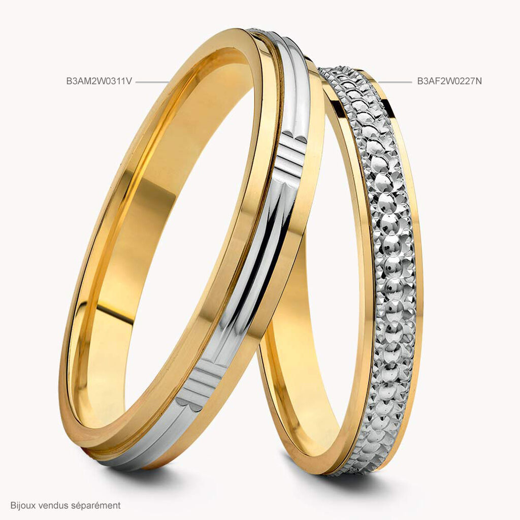 Alliance Sequana Ruban Plat Or Bicolore - Alliances Homme | Histoire d’Or